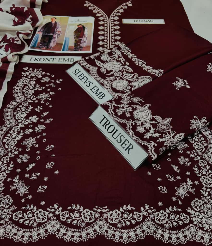 ZARA SHAHJAHAN Dhanak Embroidered 3 Piece | AS-19