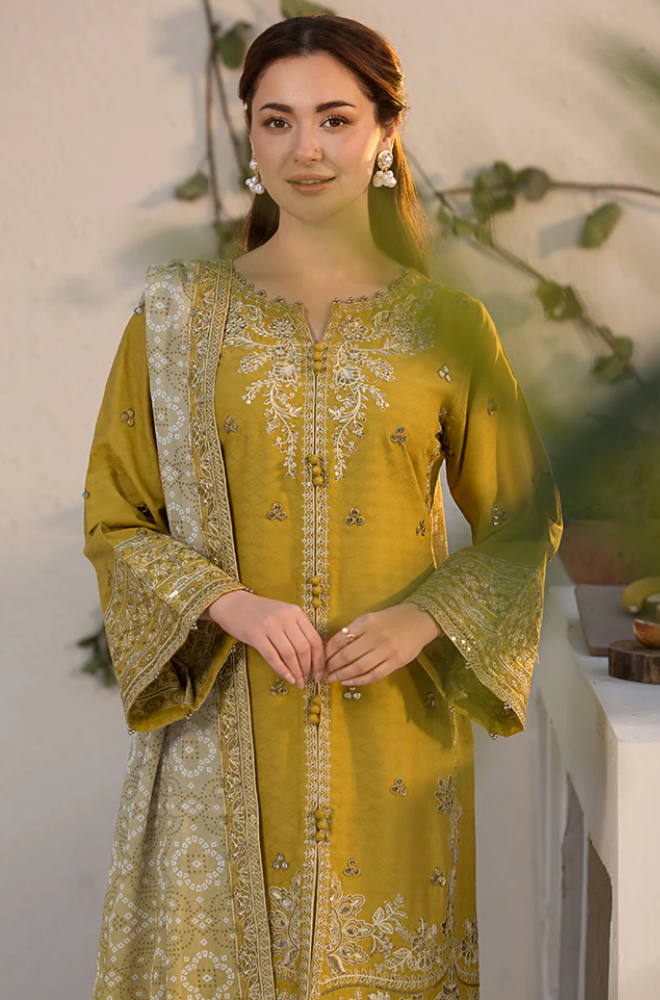 Laam - Winter 3PC Dhanak Embroidered Suit-