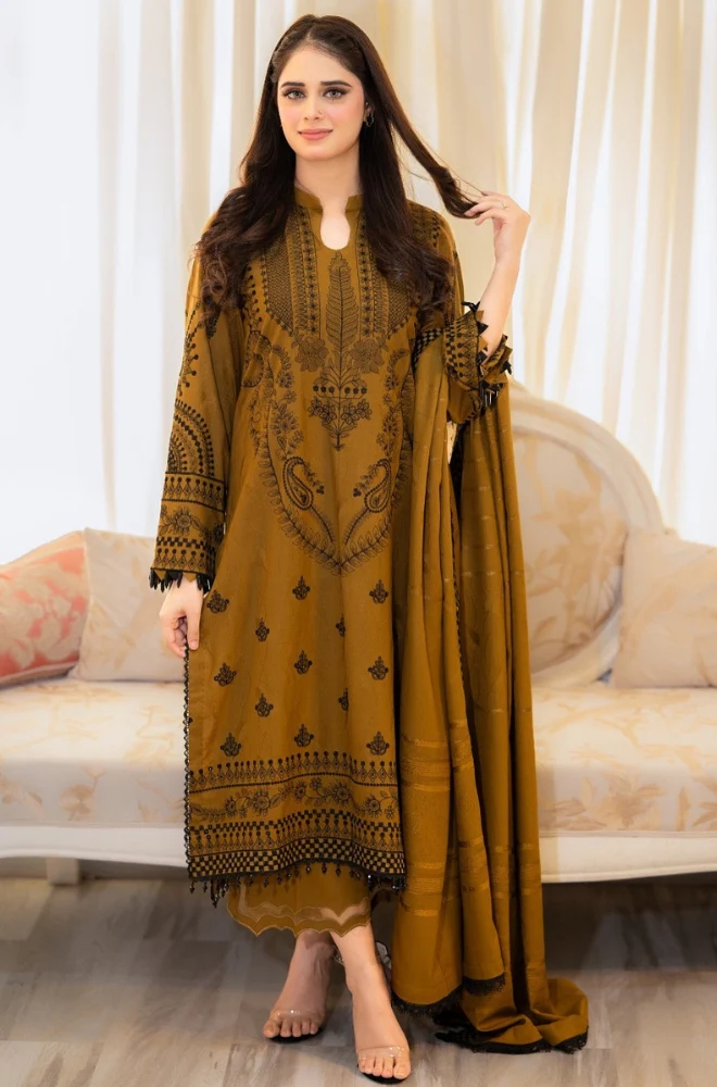 Urge - Winter 3PC Dhanak Embroidered Suit -