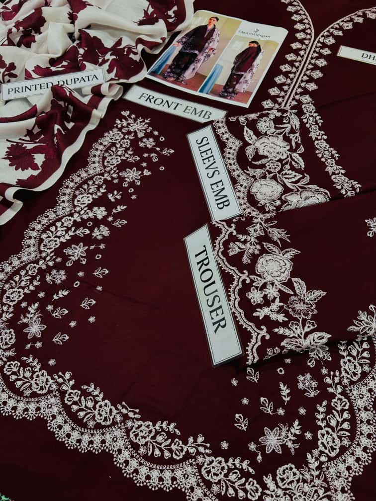 ZARA SHAHJAHAN  Dhanak Embroidered 3 Piece | AS-19